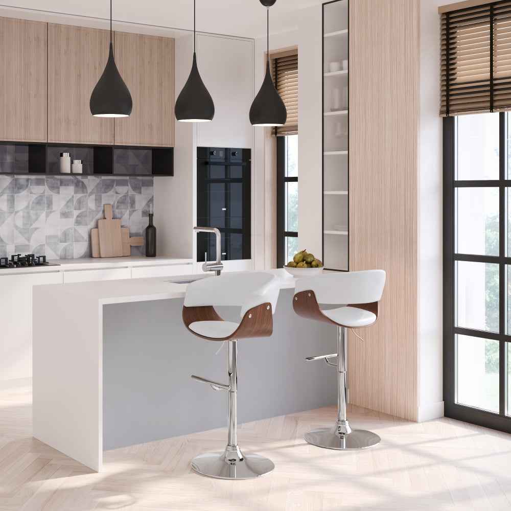 Feroto Mid-Century Swivel Bar Stool | White - - bar stools
