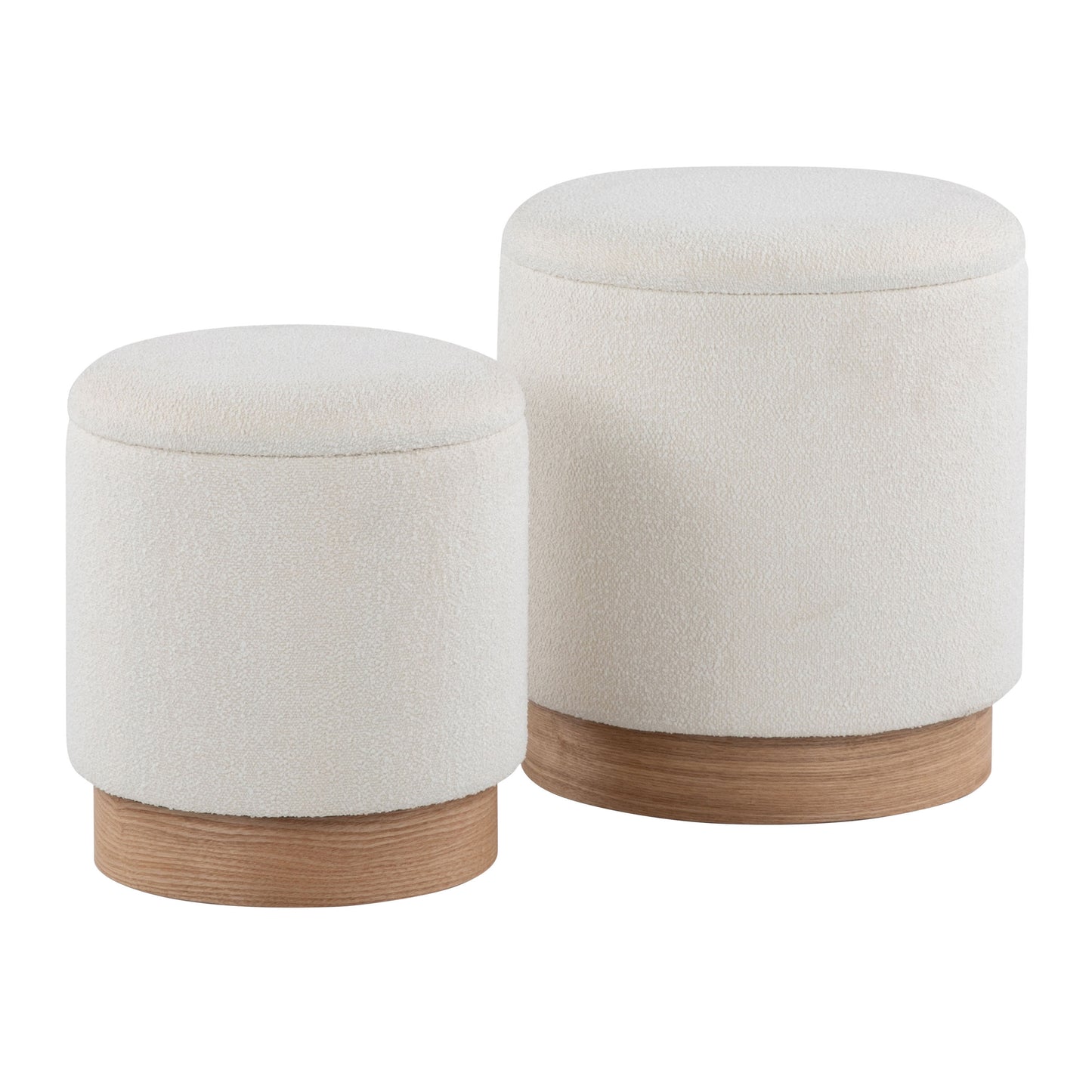 Libera Contemporary Stool Set | Natural Wood and Cream - Default - bench