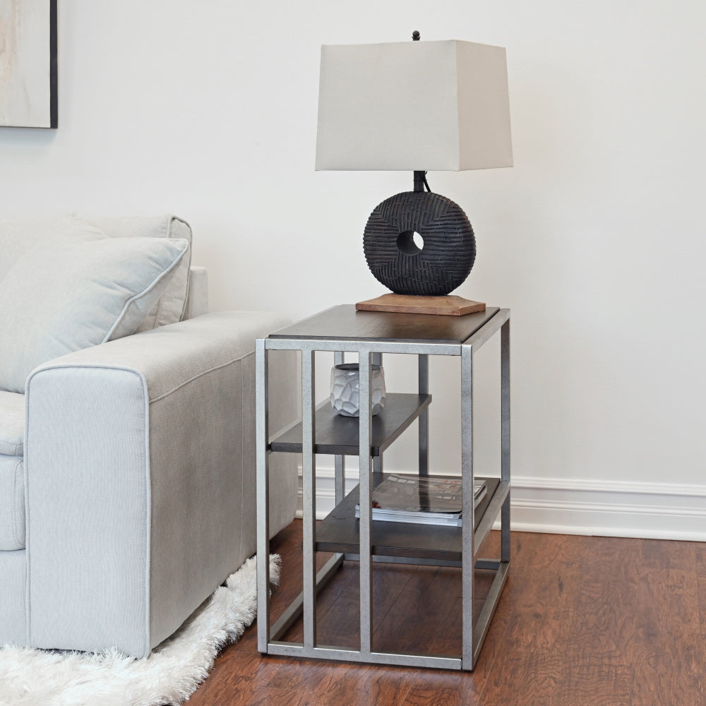 Padena Side Table | Metal Frame & Wood | Taupe - Default - tables