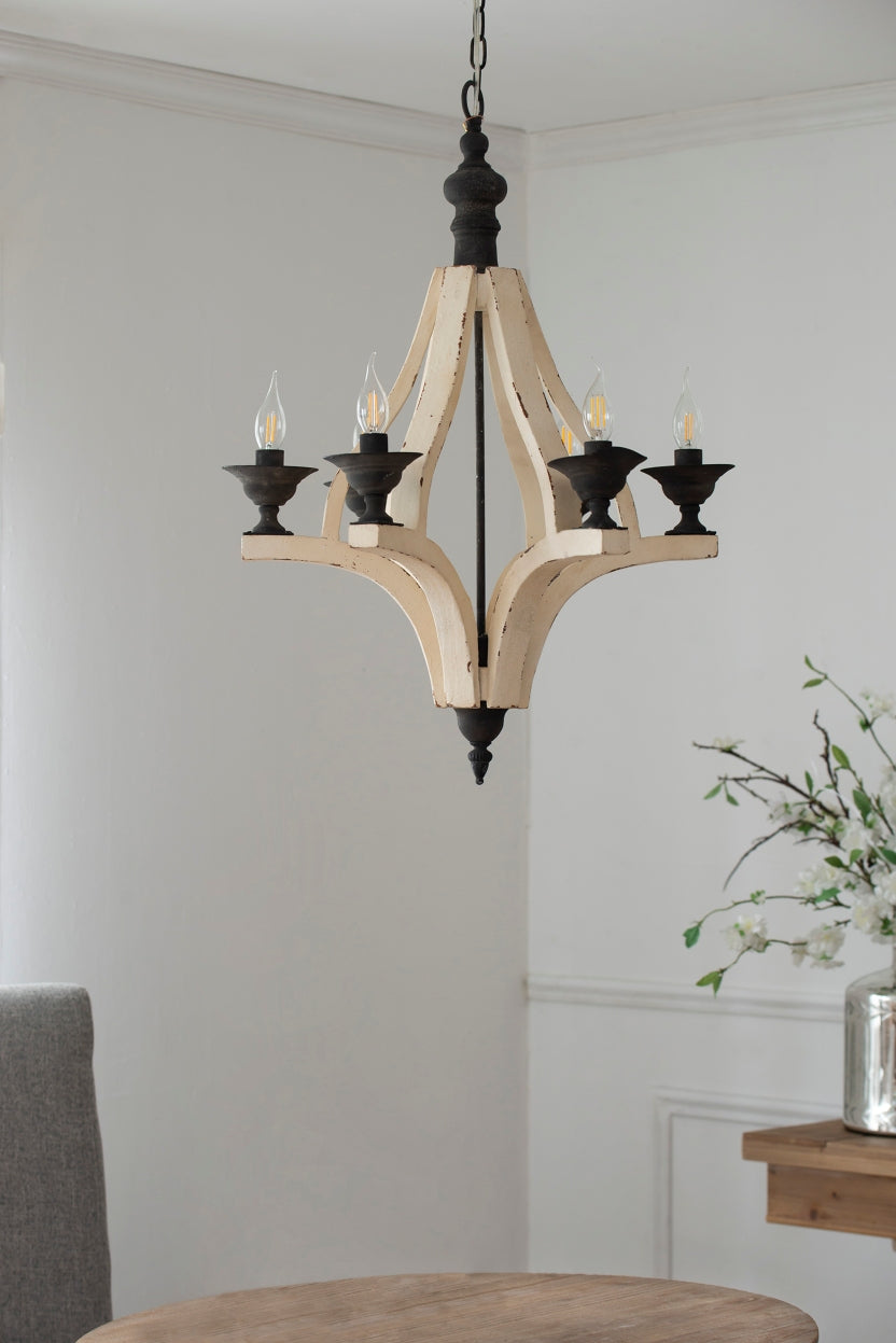 Orablaz Unique 6-Light Rustic Chandelier | Distressed Cream - Default - chandeliers