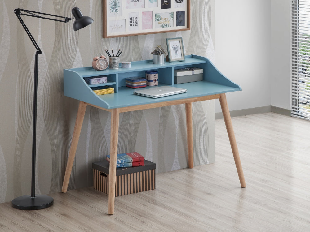 Roskilde Mid-Century Writing Desk | Blue - - blue desk light blue office
