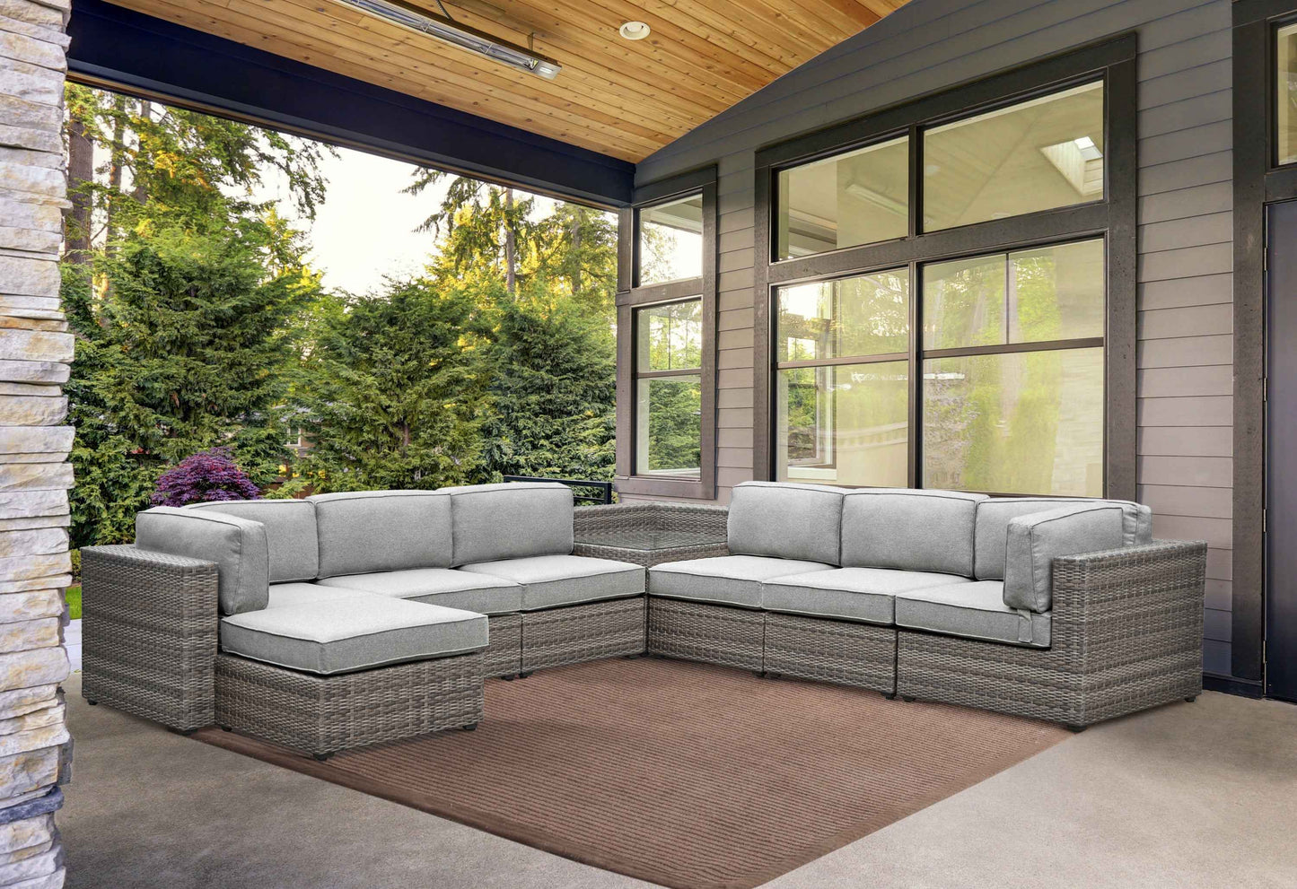 Fretitia Outdoor Sectional Sofa | Gray - Default - garden furnishing