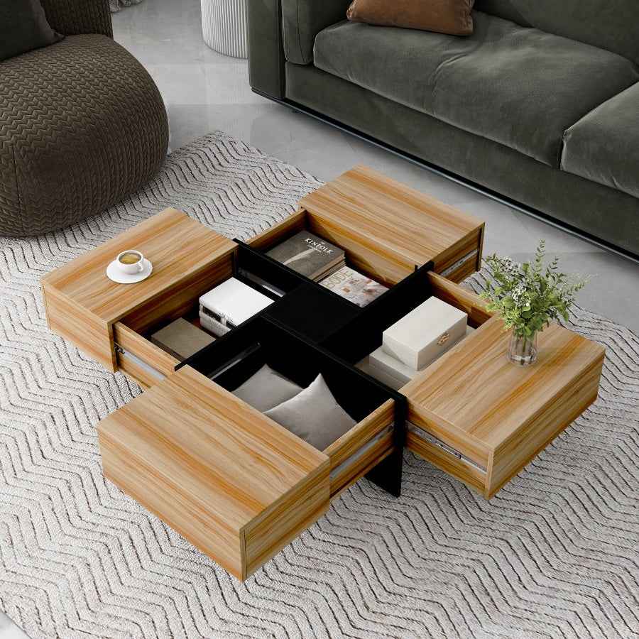 Camora Unique Design Coffee Table | Extendable Sliding Tabletop | Brown - Default - tables