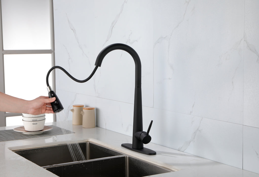 Pulenta Pull-Down Kitchen Faucet | Matte Black - Default - kitchen faucets