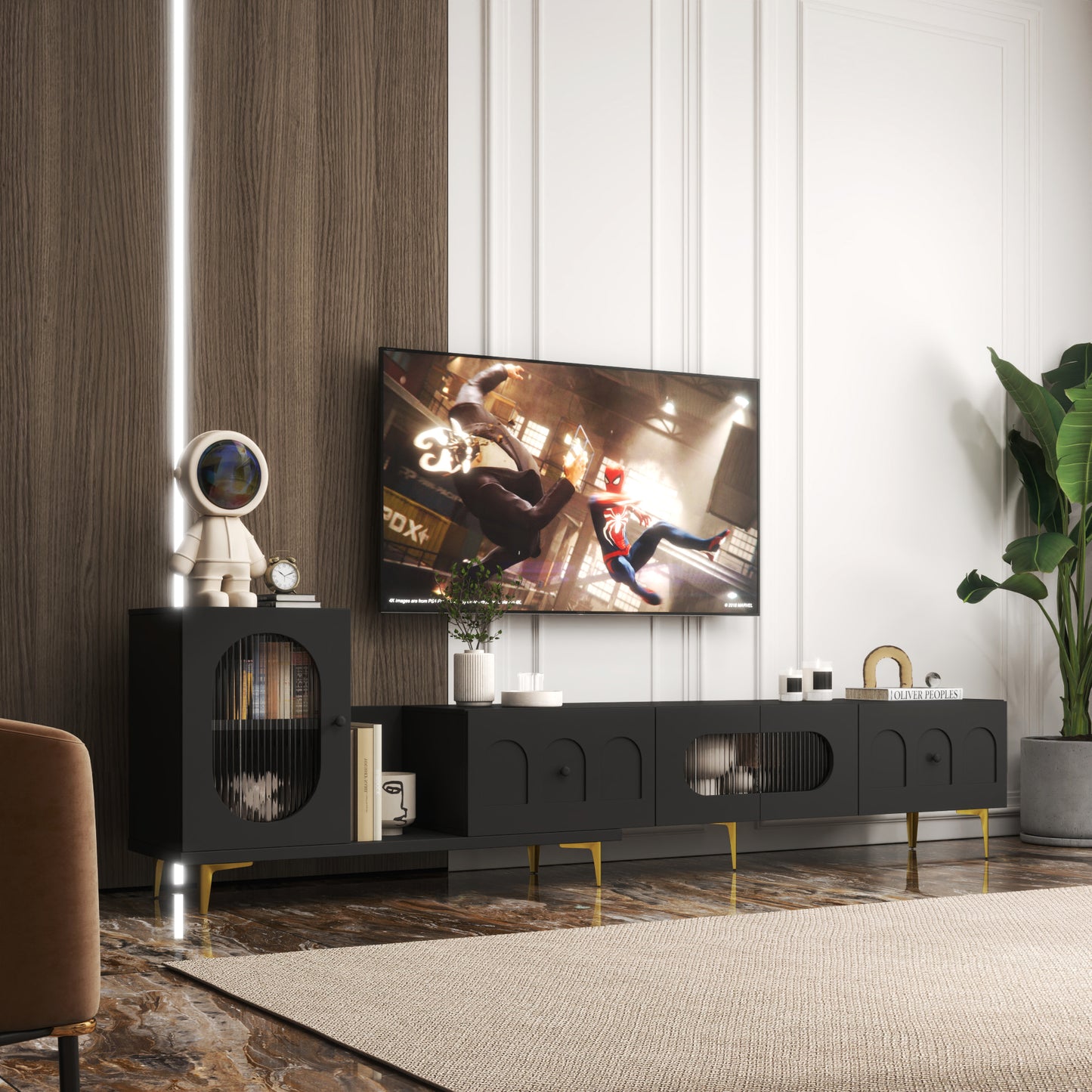 Pumoga Large TV Media Center Console | Black - Default - tv console