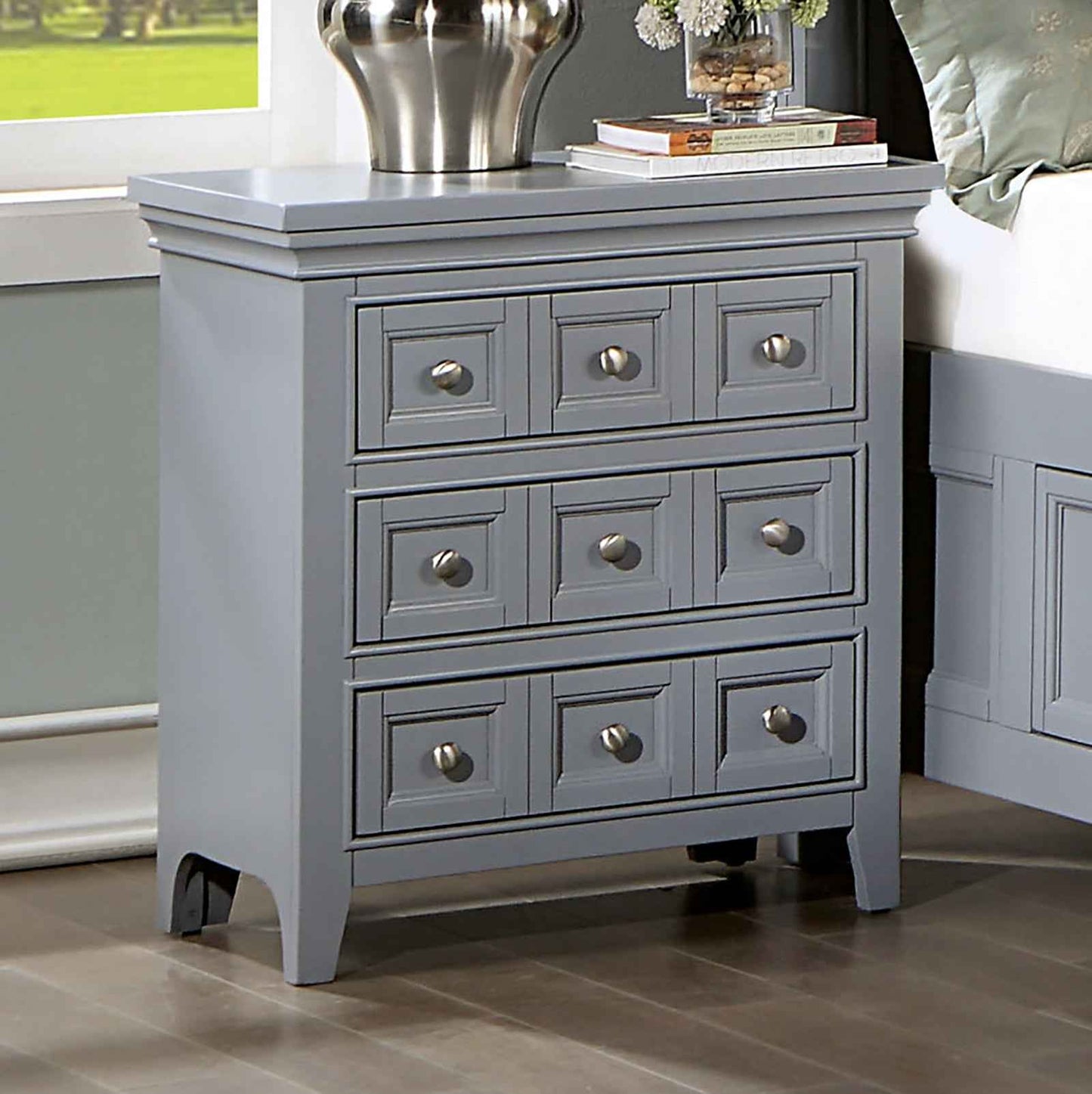 Grakha Transitional Nightstand | Gray - Default - nightstand