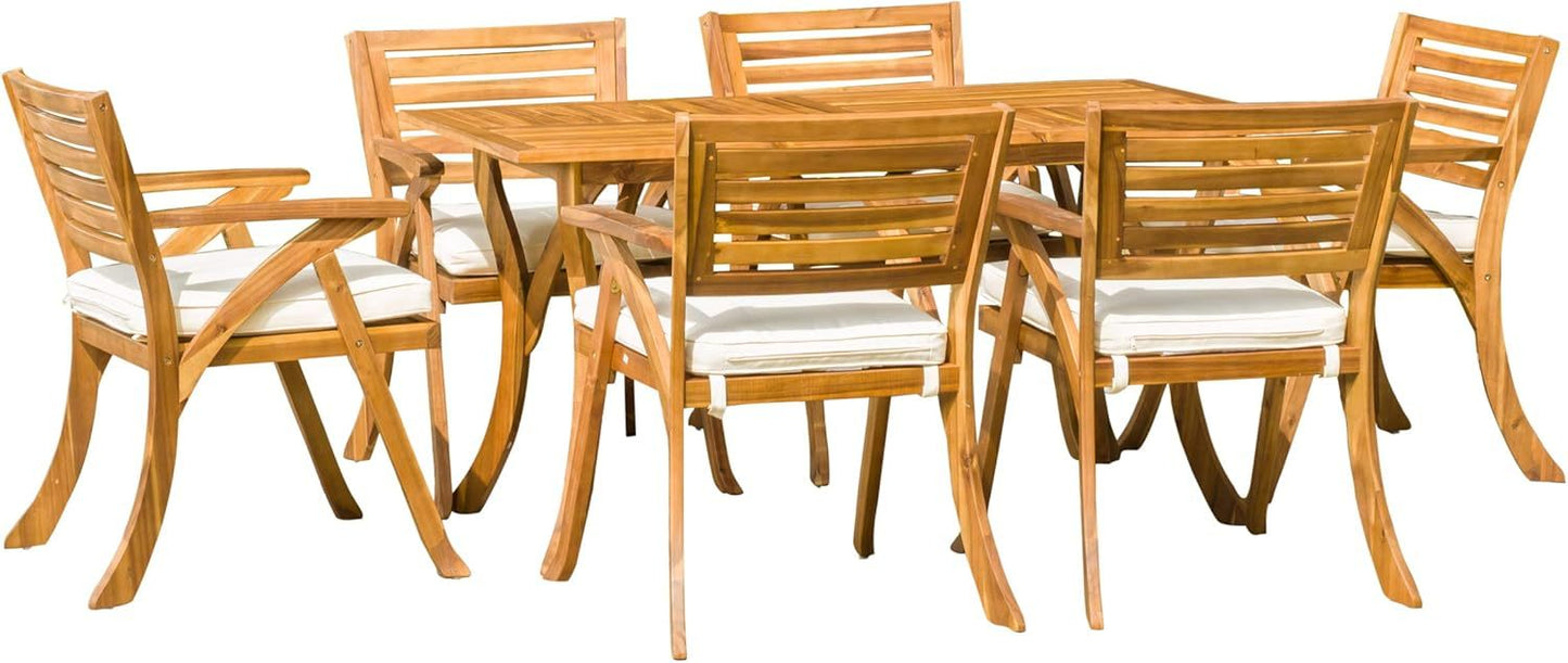 Somnold Outdoor 7-Piece Dining Set | Brown - Default - garden furnishing