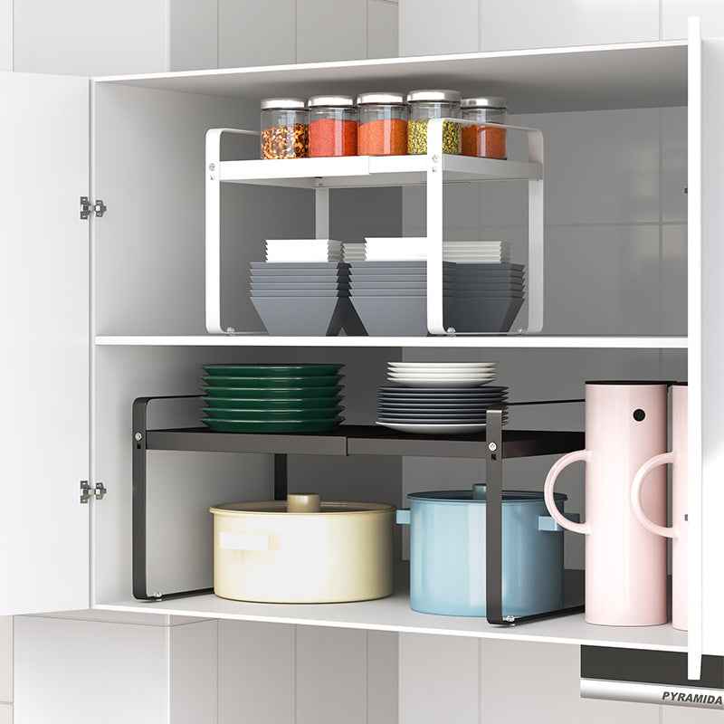 Fashion Retractable Kitchen Rack - - black Rack Shelf Storage white