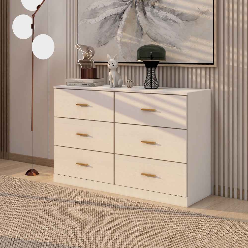 Antion 6-Drawer Dresser Cabinet | White - - cabinet dresser white wood