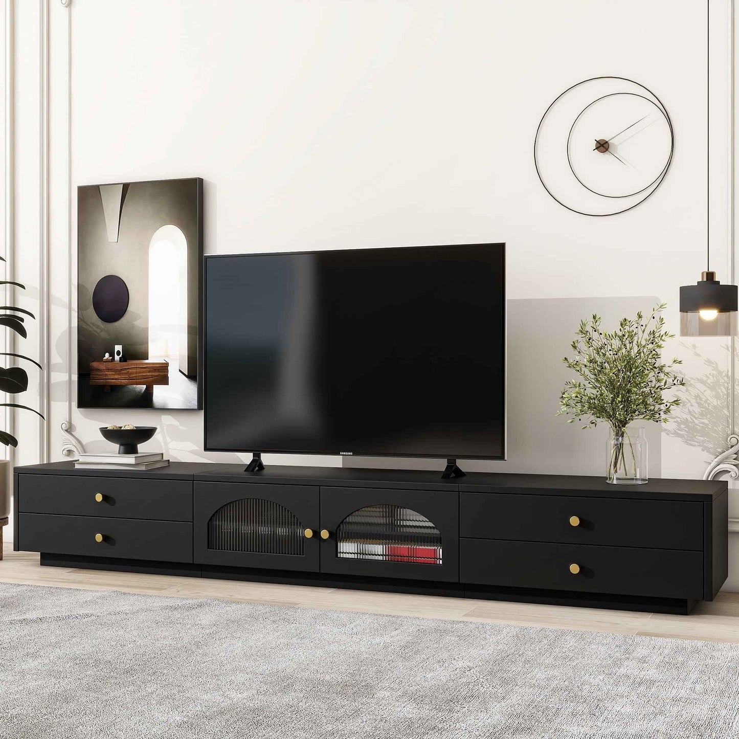 Horatus Luxurious Low-Profile TV Cabinet | Black - Default - tv console
