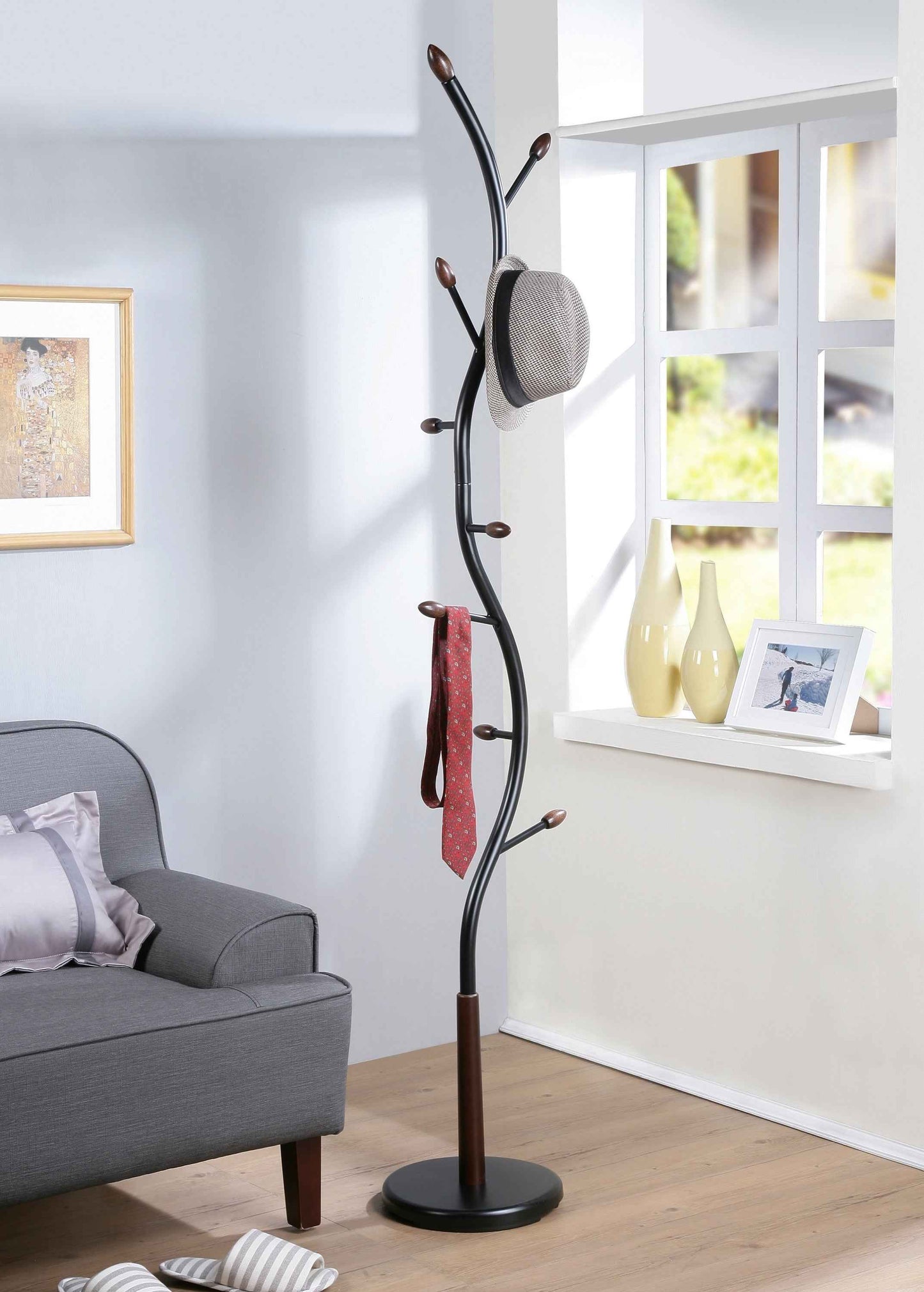 Arles Metal Standing Coat Rack | Black - - black coat rack metal