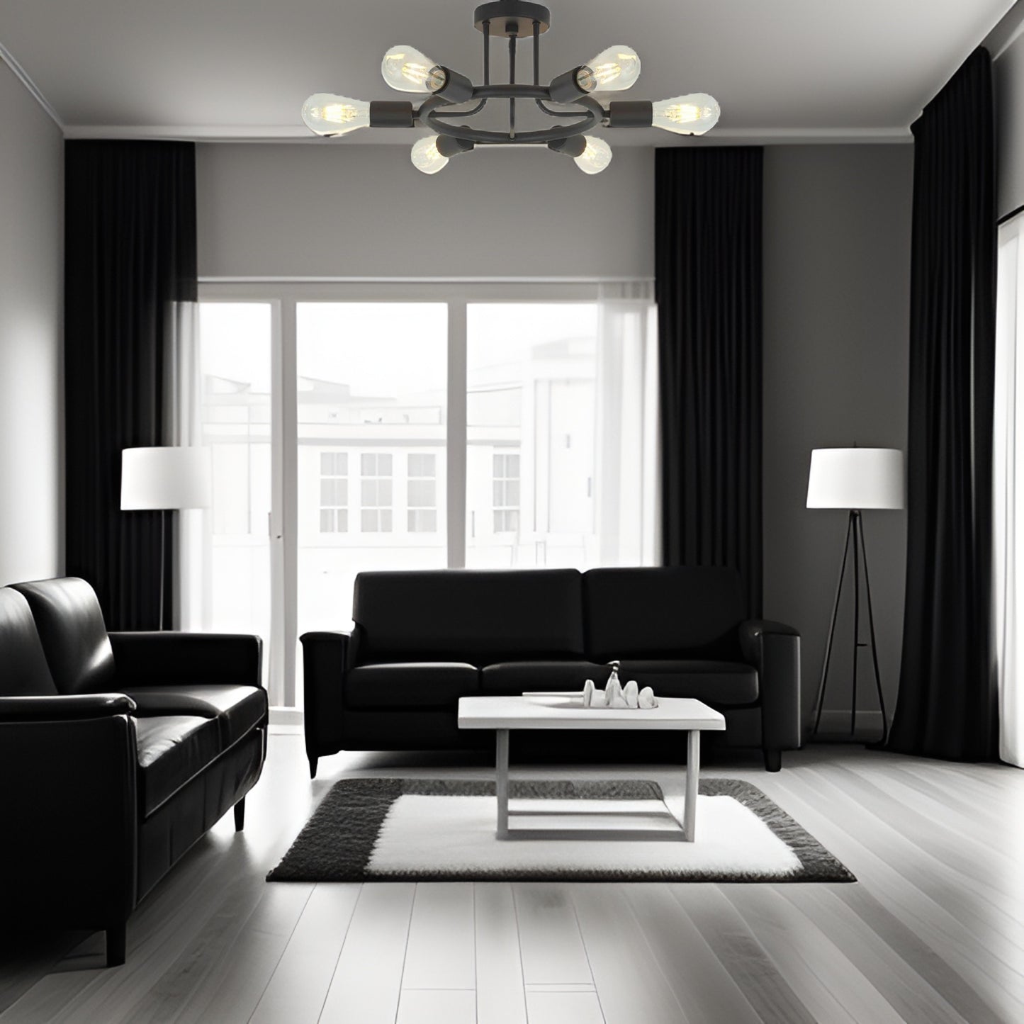 Ratuh 6-Light Modern Ceiling Light Chandelier | Black - Default - ceiling light chandeliers
