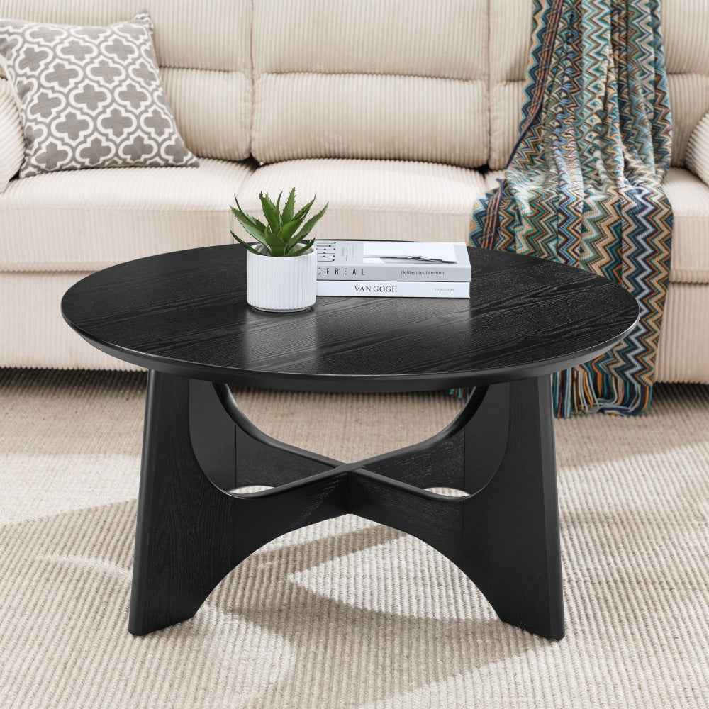 Devita Wooden Round Coffee Table | Black - Default - tables