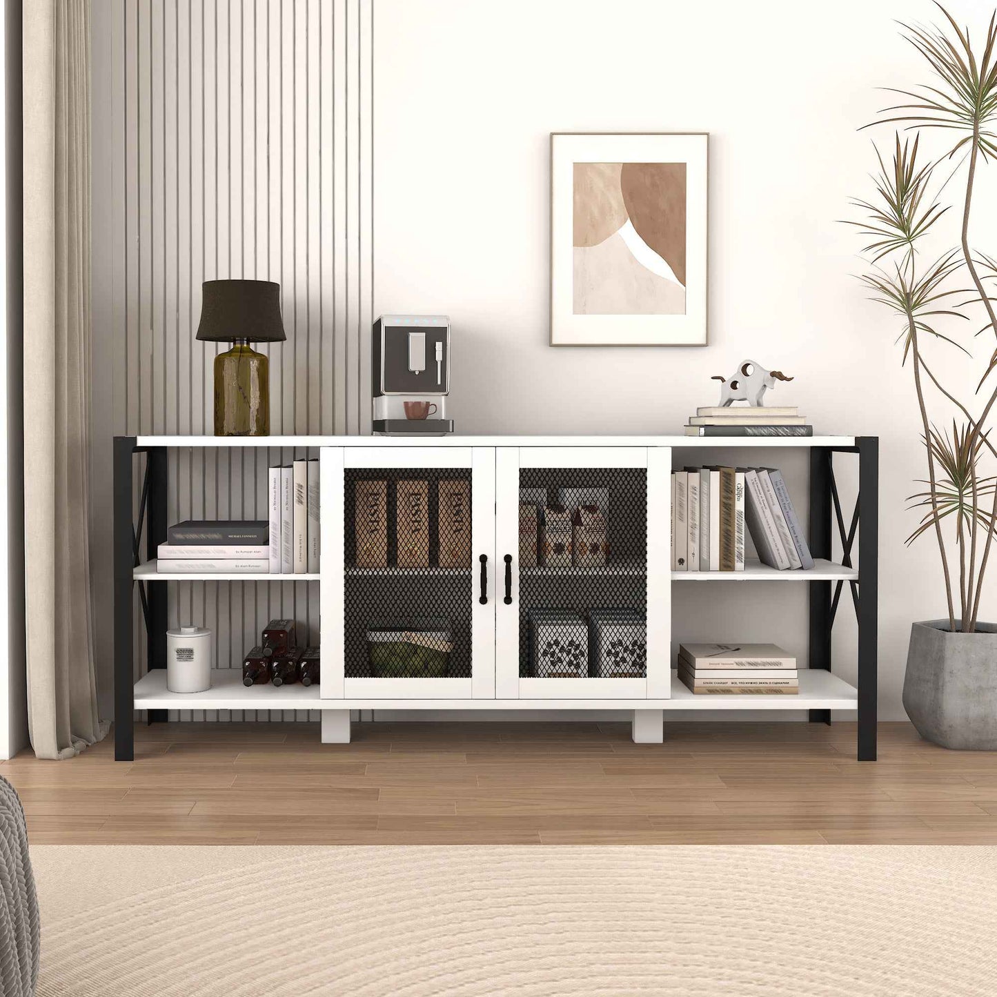 Courmu Industrial TV Stand | White - Default - tv console
