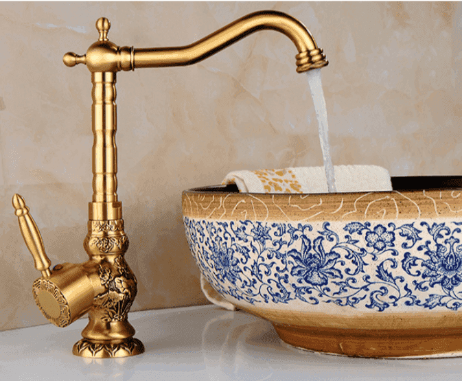 Veyu Single-Handle Bathroom Faucet - Gold Tall Profile - gold long low profile short single handle tall profile vintage