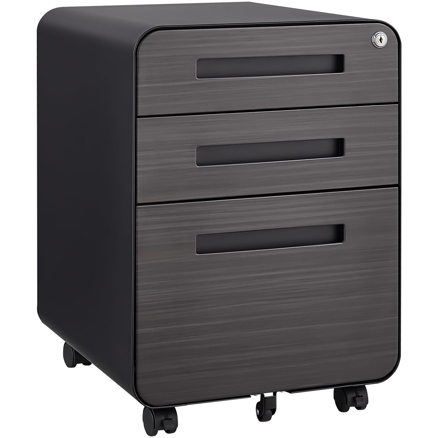 Qeriha 3 Drawer Office Cabinet | Dark Brown - - black brown cabinet drawers