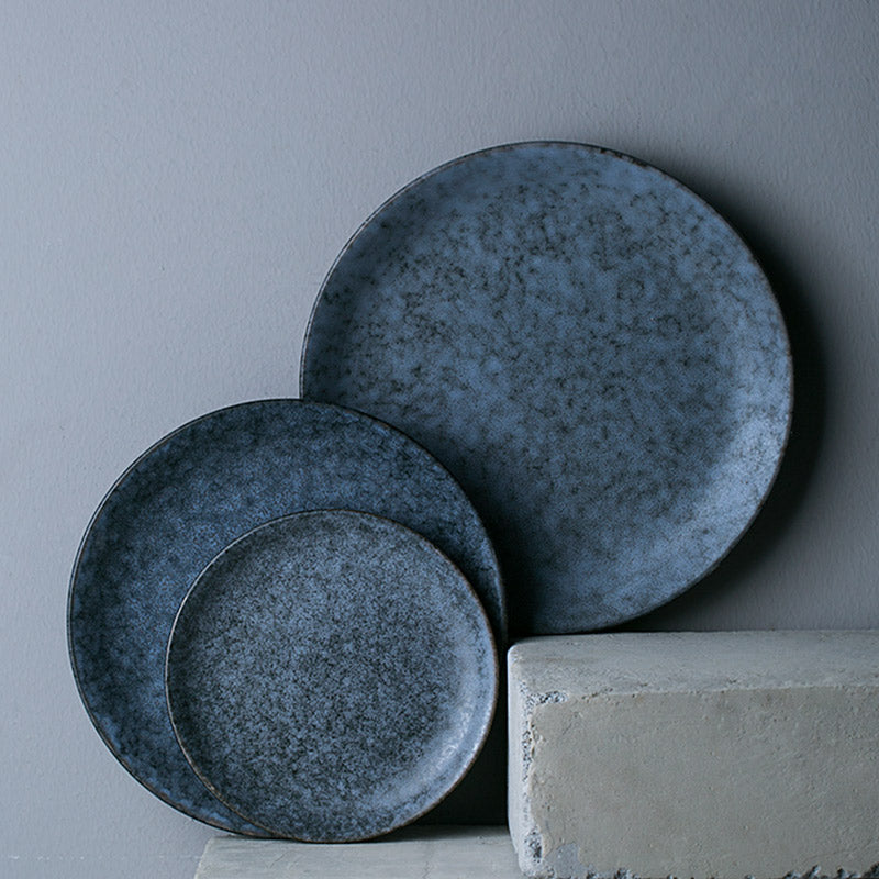 Round Ceramic Dinnerware Plate - - blue Ceramic dinnerware Tableware