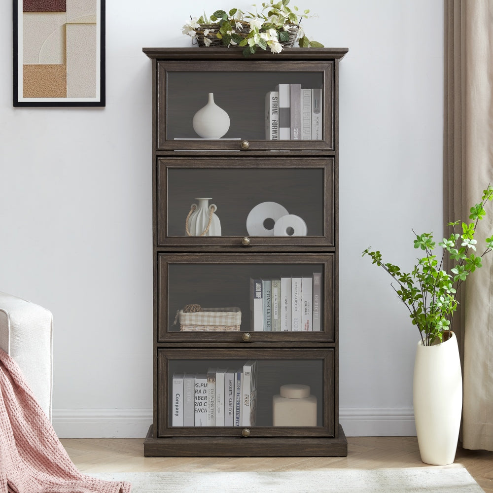 Shant Glass Display Cabinet | Brown - - brown cabinet wood