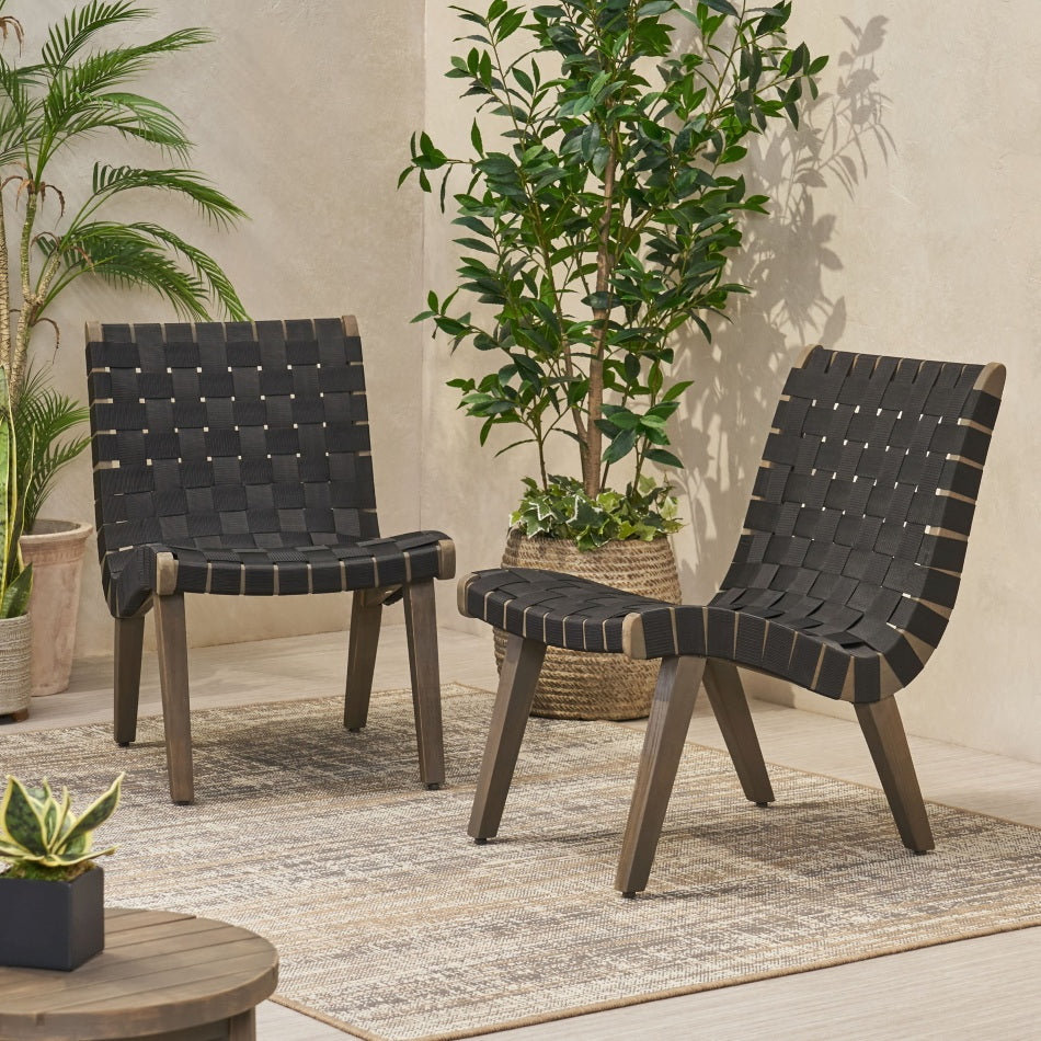 Shabon Garden Lounge Chairs | Set of 2 | Black - Default - garden furnishing