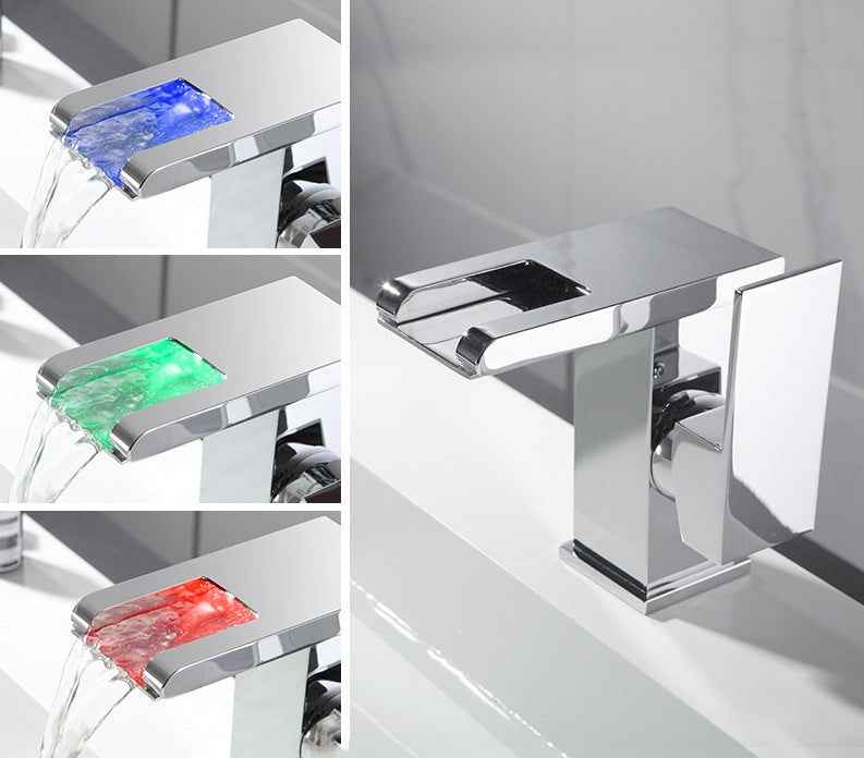 Ifik Waterfall Bathroom Faucet - Chrome Low Profile - black chrome chrome silver led long low profile short tall profile waterfall