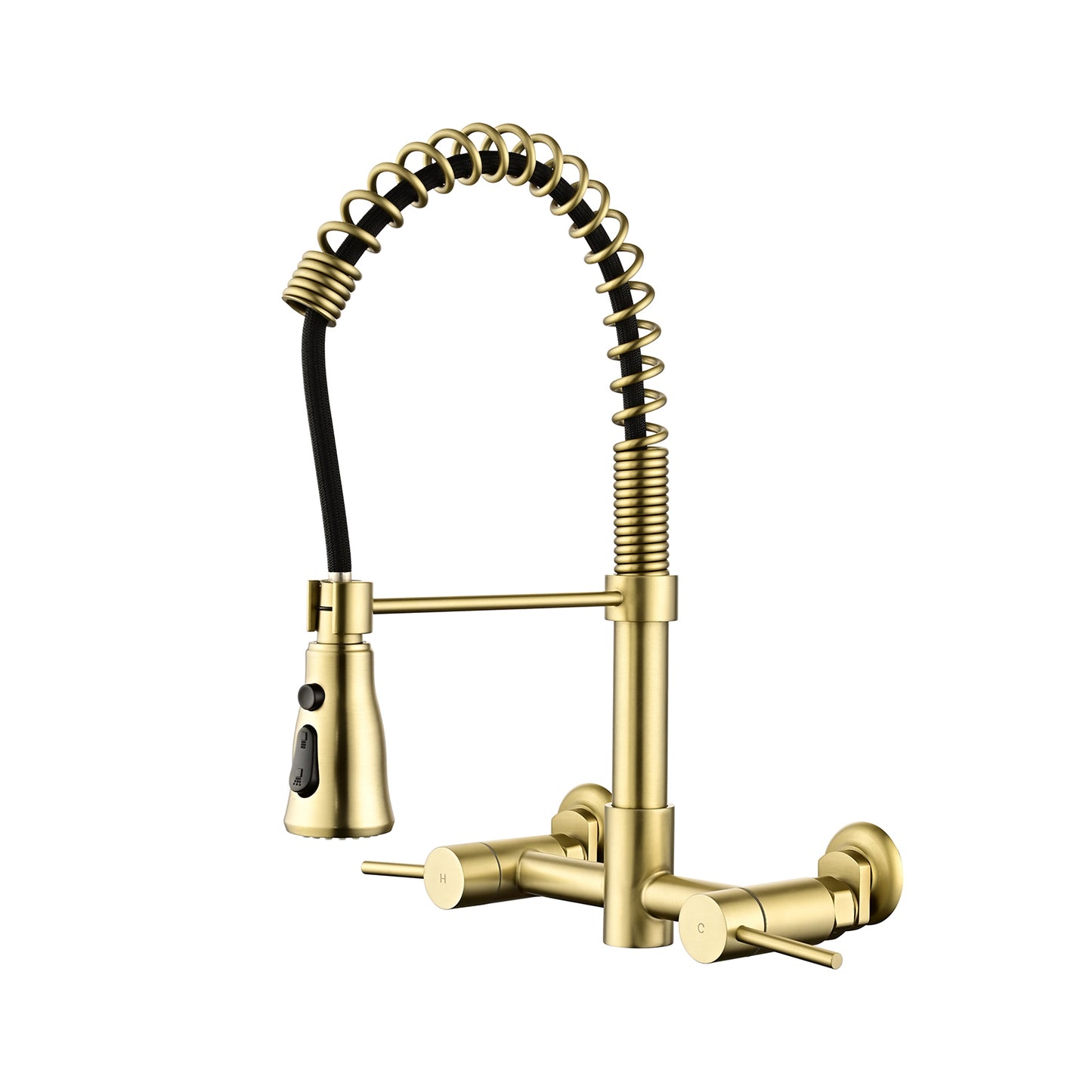 Surren Wall Mount Bridge Kitchen Faucet | Gold - Default - kitchen faucets