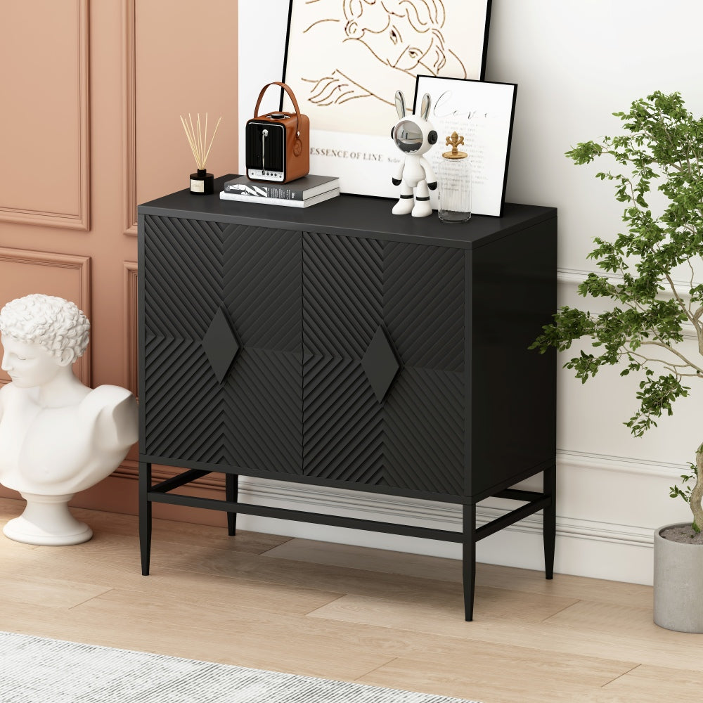 Precorr Modern 2-Door Cabinet | Black - - black cabinet wood