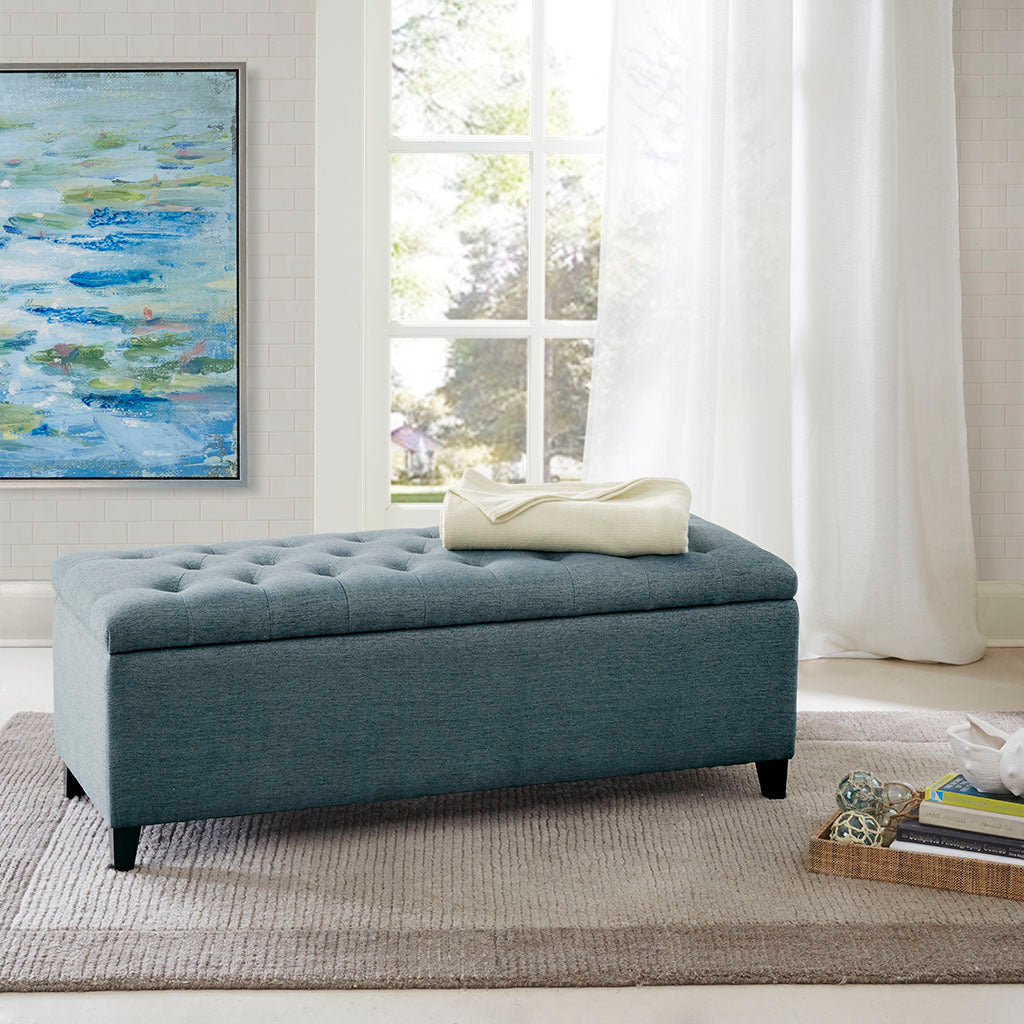 Piestur Velvet Storage Bench | Petrol - - bench petrol