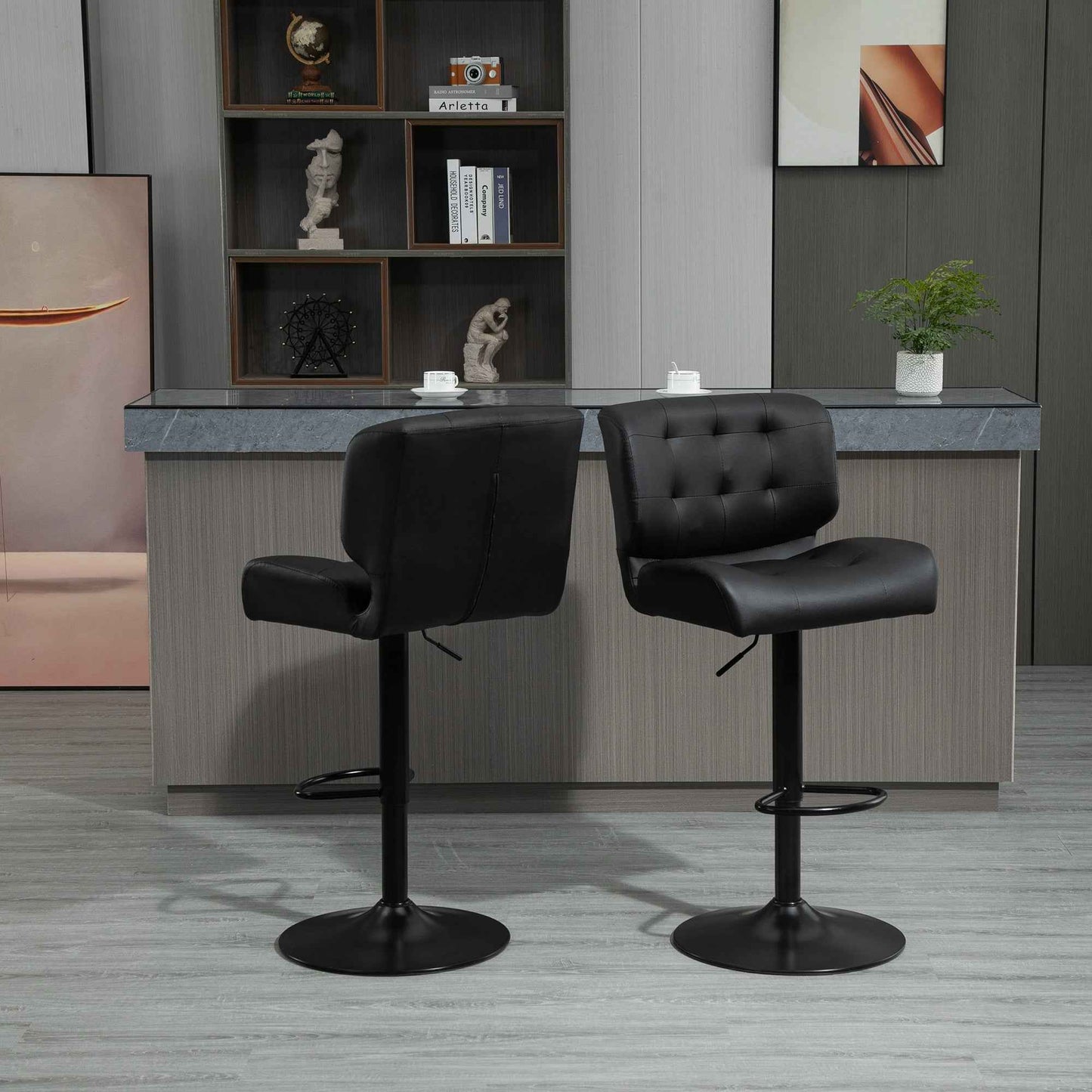Sebam Adjustable Bar Stools | Set of 2 | Black - - bar stools