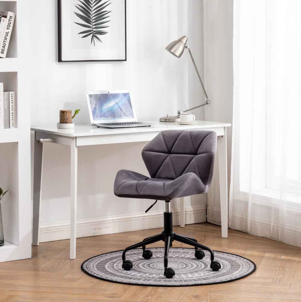 Eldon Diamond Tufted Office Chair | Grey Velvet - - chair grey office