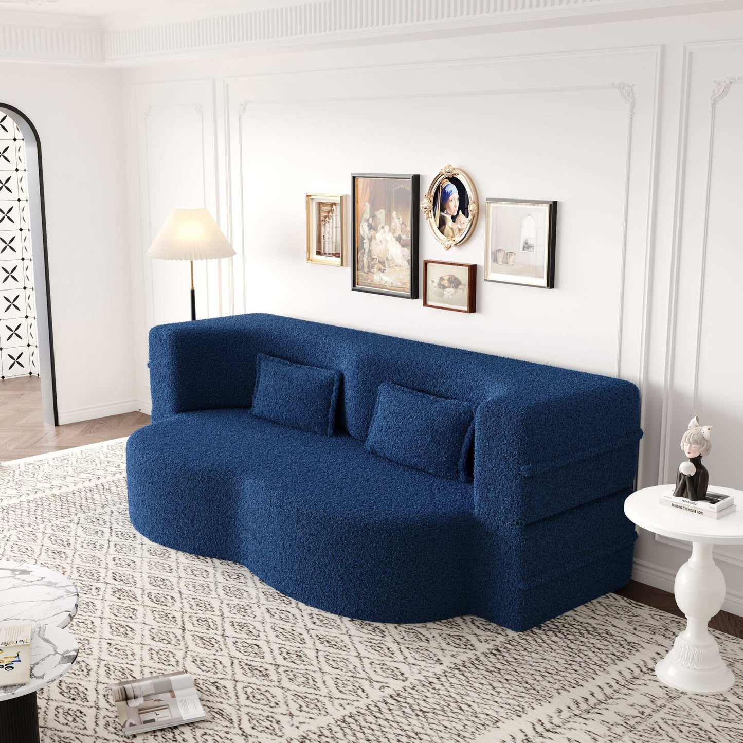 Molism Modern Sofa | Teddy Fabric Blue - Default - blue sofa