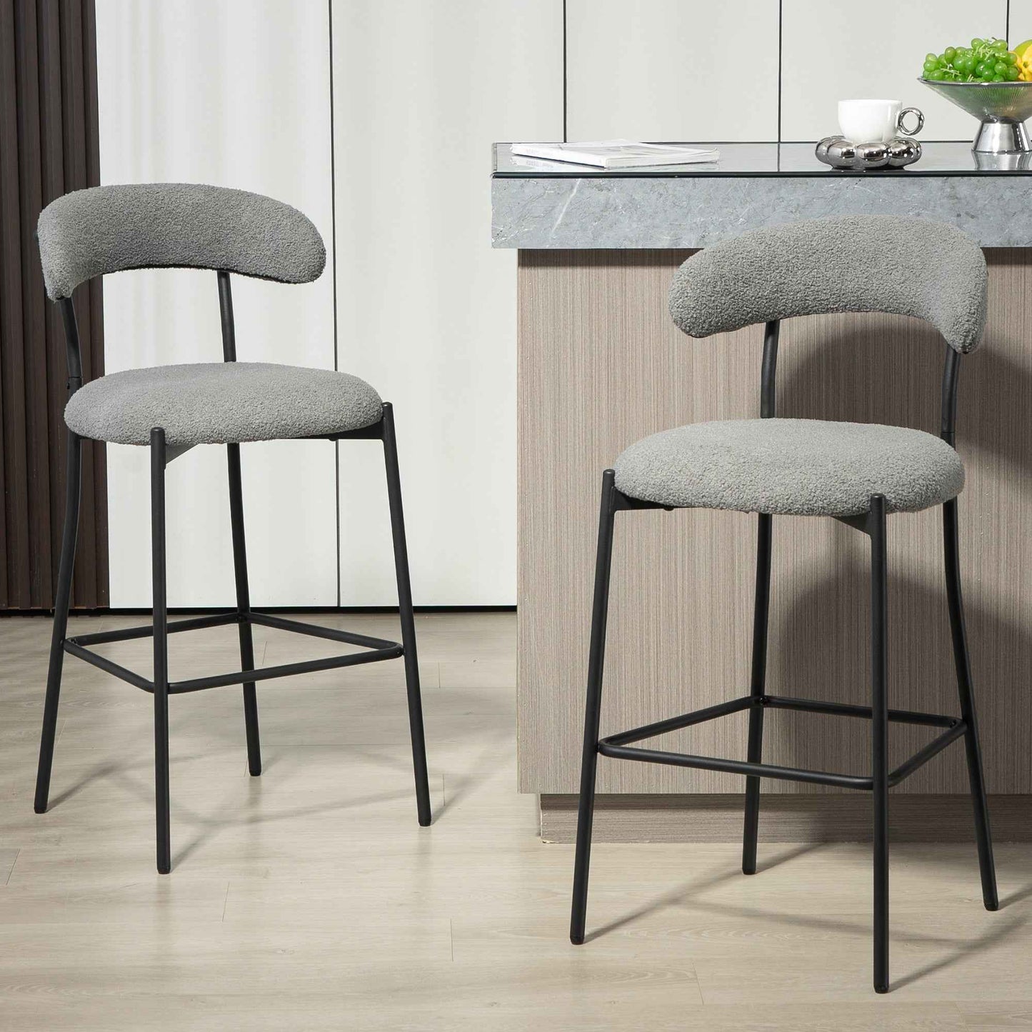 Damur 26'' Counter Bar Stools | 1 Piece | Grey - Default - bar stools