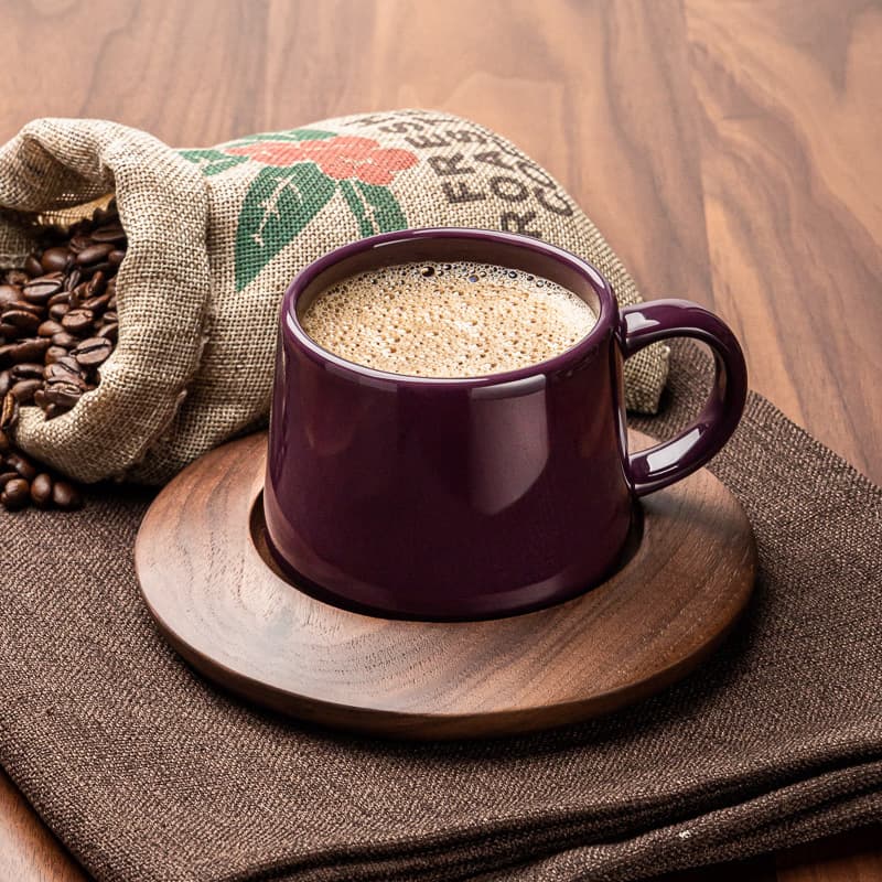 Winang Coffee / Tea Cup - Royal Purple Cone Coaster - Ceramic Mug mugs purple walnut Wood