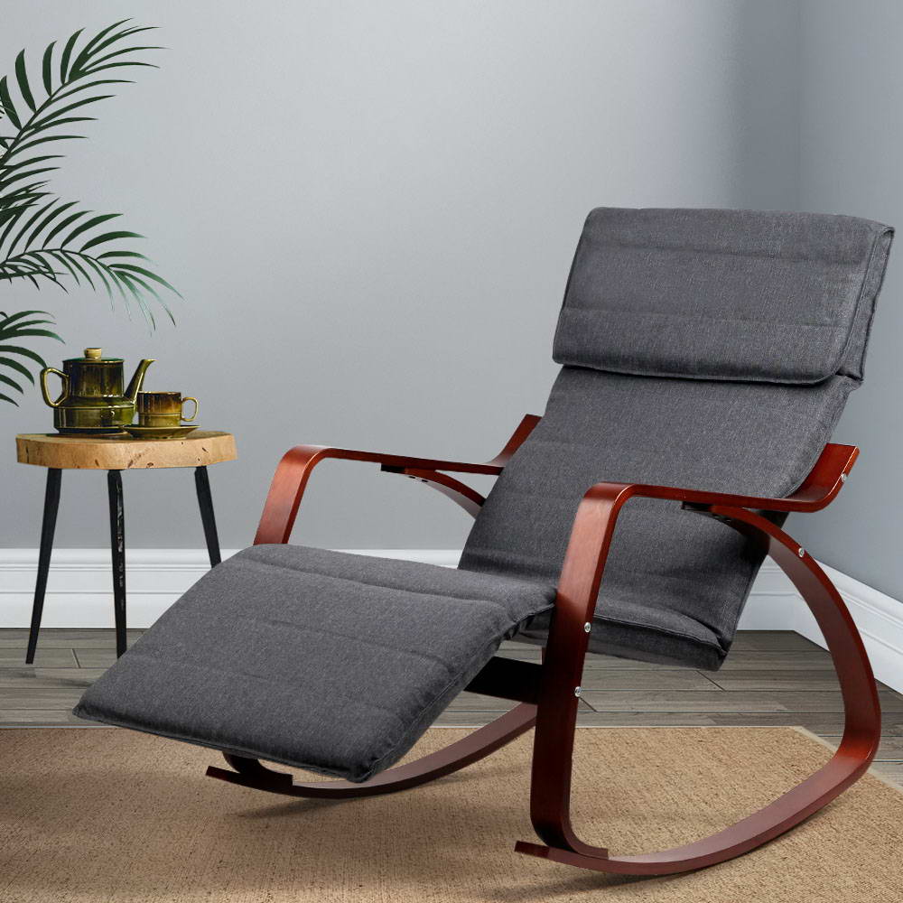 Lomsar Rocking Armchair | Charcoal designed for ultimate comfort with stylish Bentwood and plush cushioning.