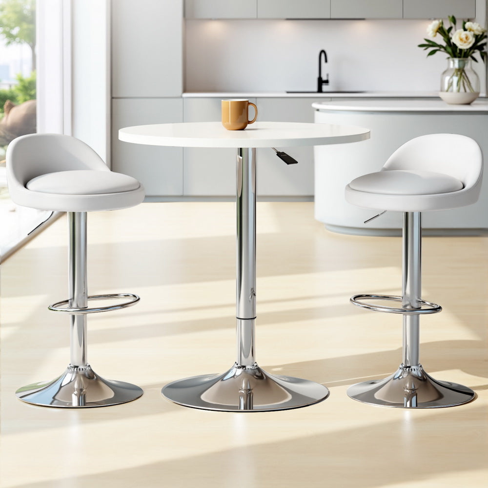 Modern NORDIQE Kalimba Bar Table Set in white with sleek chrome accents — perfect for contemporary dining spaces.