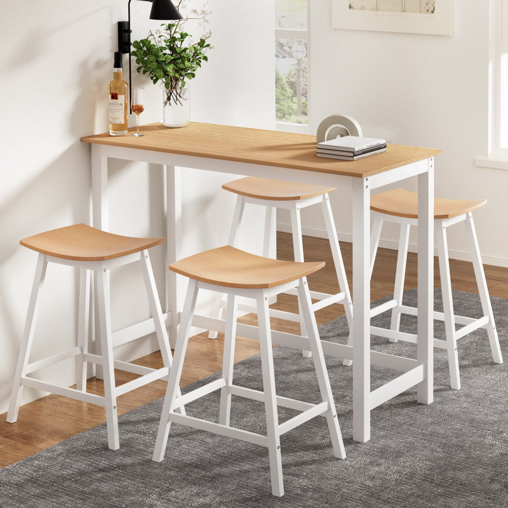 Sleek NORDIQE Brimstoke Bar Table Set in white and beige — modern design with smooth wood finish and minimalist style.