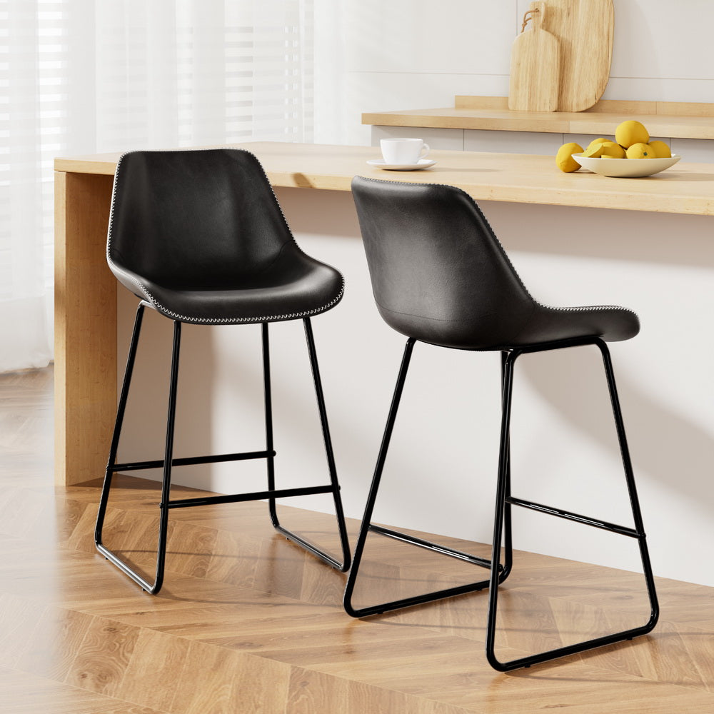Fenella Bar Stools | Set of 2 | Black - -