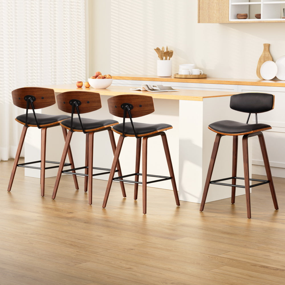 Mika Bar Stools | Set of 4 | Black & Brown - -