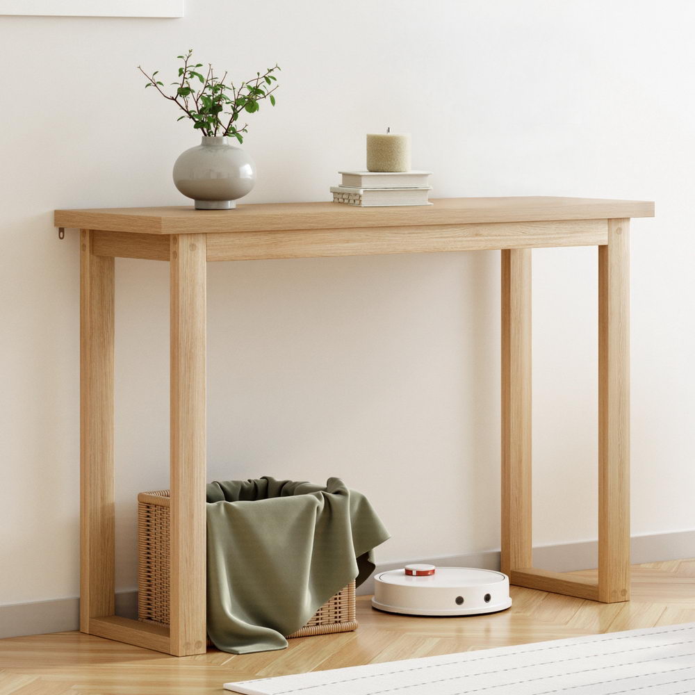 Pine console table by NORDIQE, 110CM, with a minimalist design and natural wood finish.