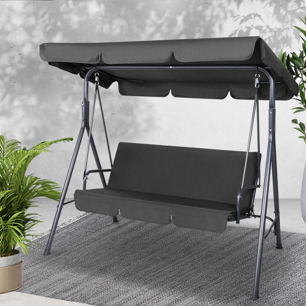 Denpe Outdoor Swing Chair | Black with canopy, perfect for lounging and enjoying the outdoors.