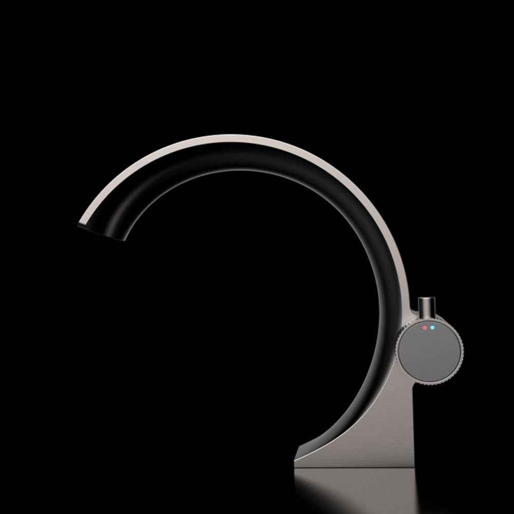 Lunaris Single-Handle Bathroom Faucet - - bathroom faucet charcoal grey gold silver single handle white