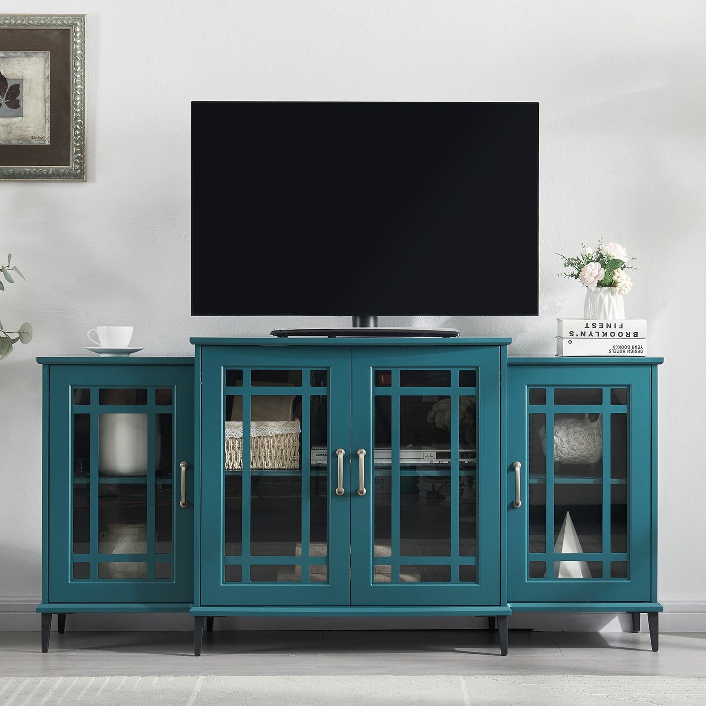 Lumsto 62' TV Stand Cabinet | Teal - Default - tv console