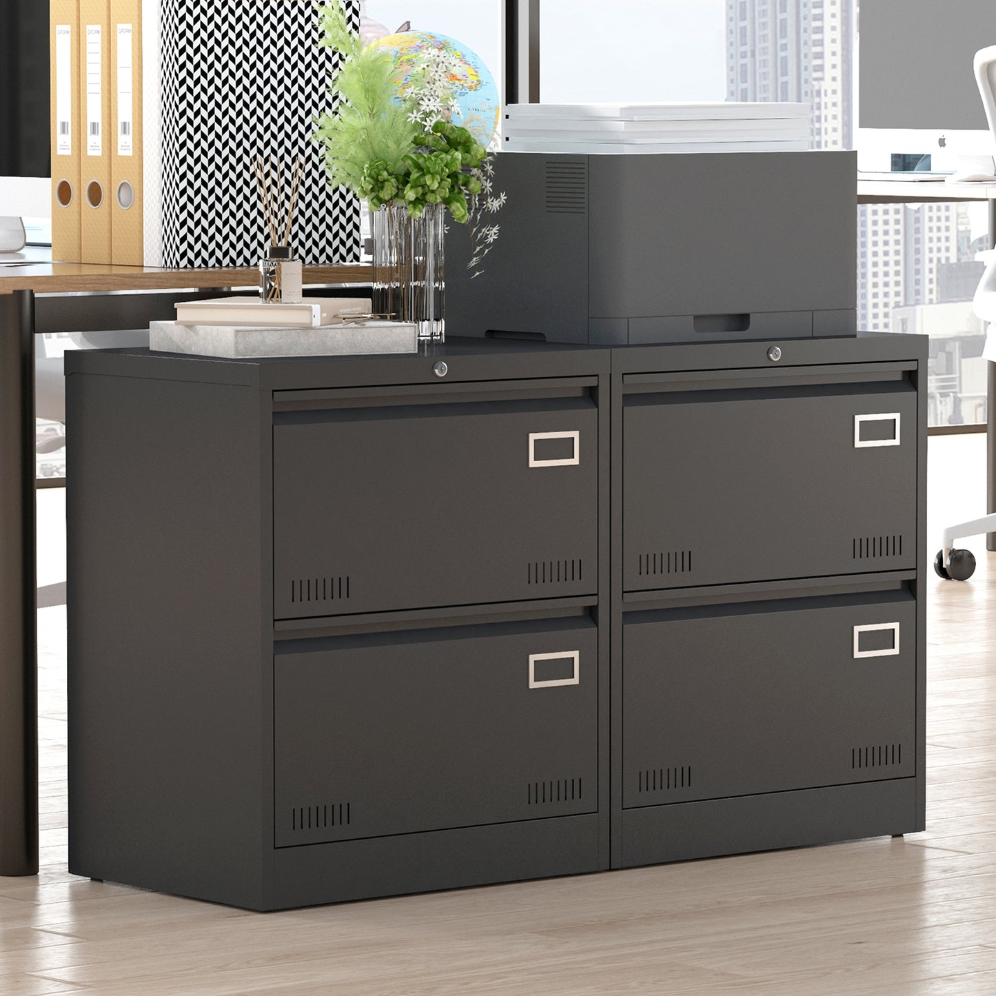 Tomel Metal File Cabinet | Black - - black cabinet drawers metal