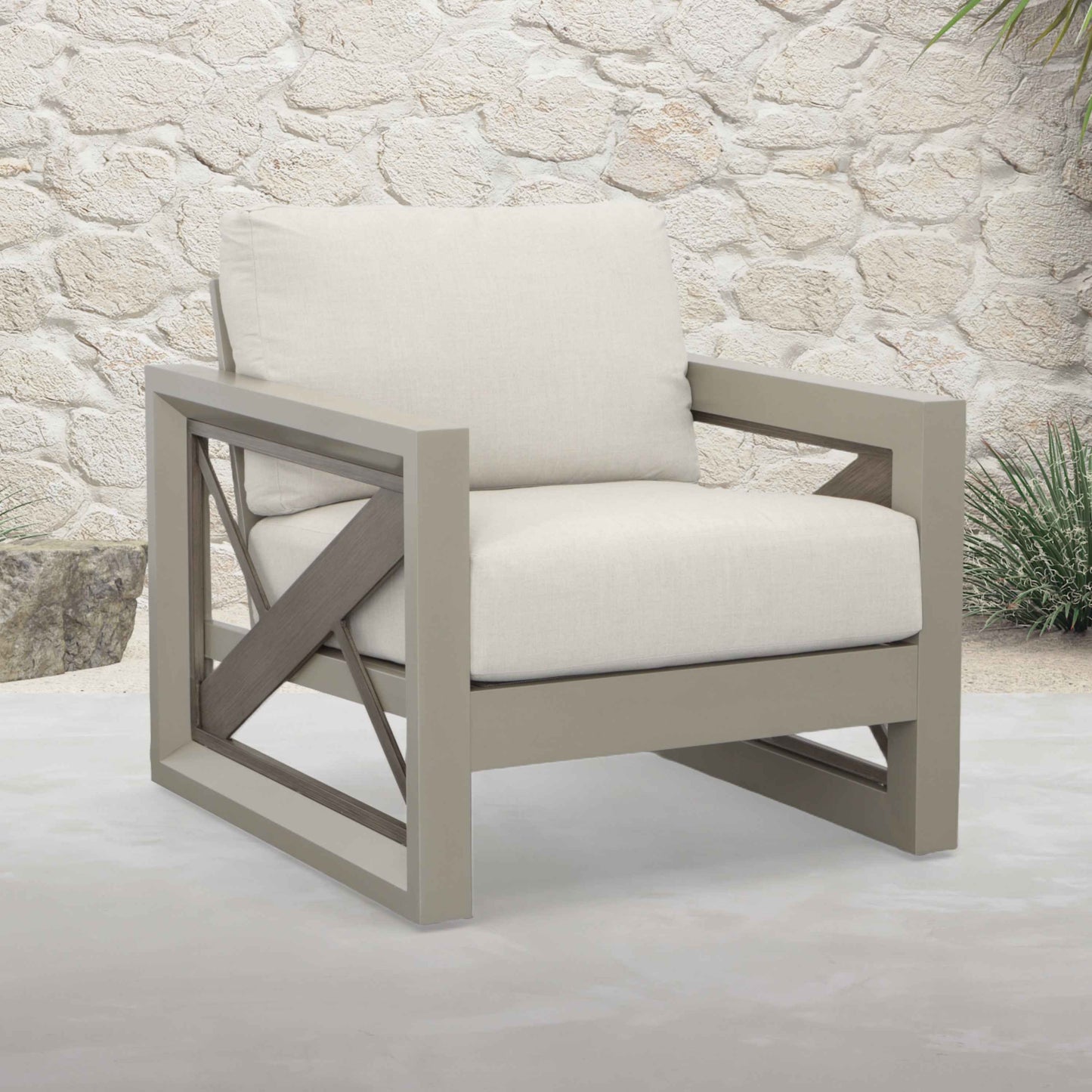Dumeri Outdoor Patio Arm Chair | Gray - Default - garden furnishing