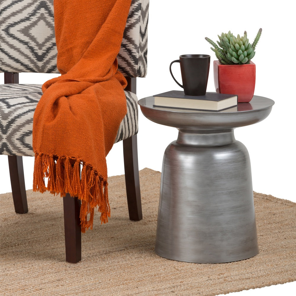 Jovana Metal Round End Table | Brushed Silver - - tables