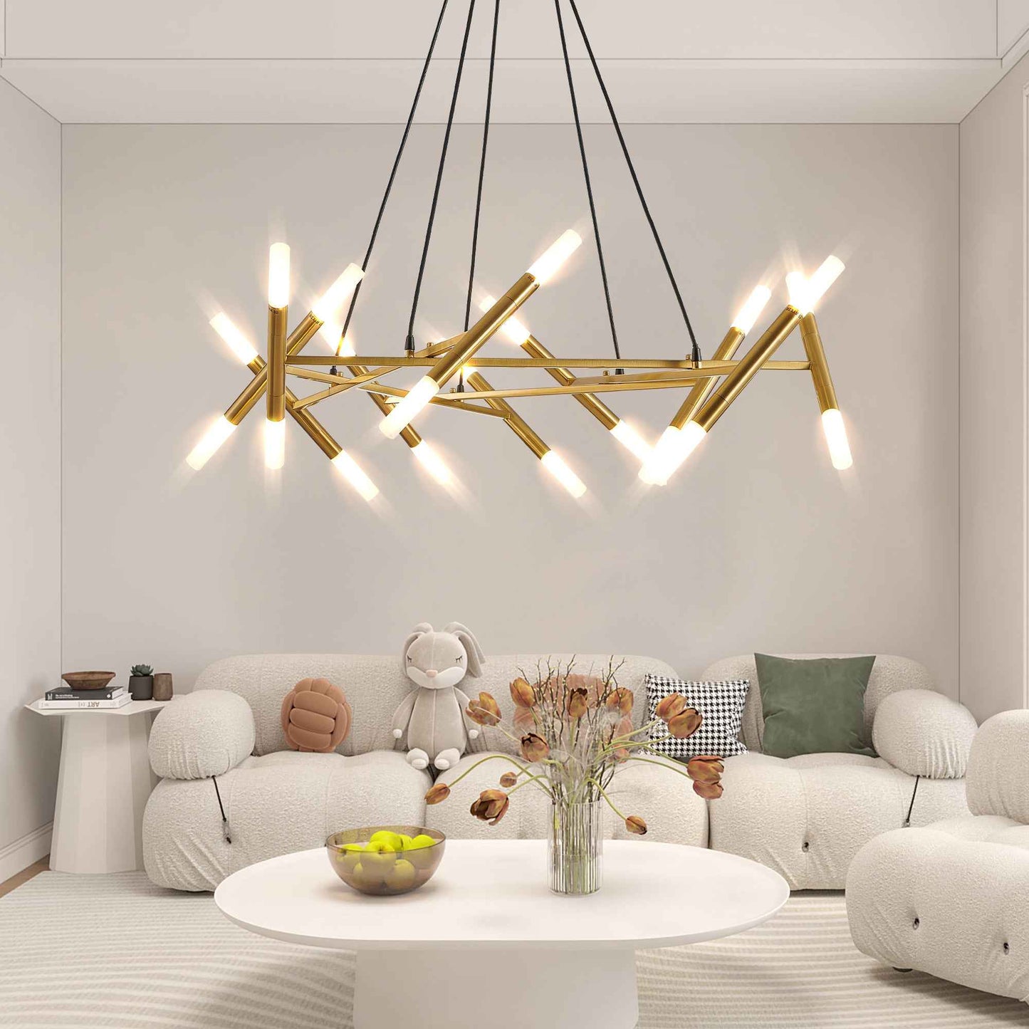 Iresta Modern LED Chandelier | 10 Light Sources | Gold - Default - chandeliers