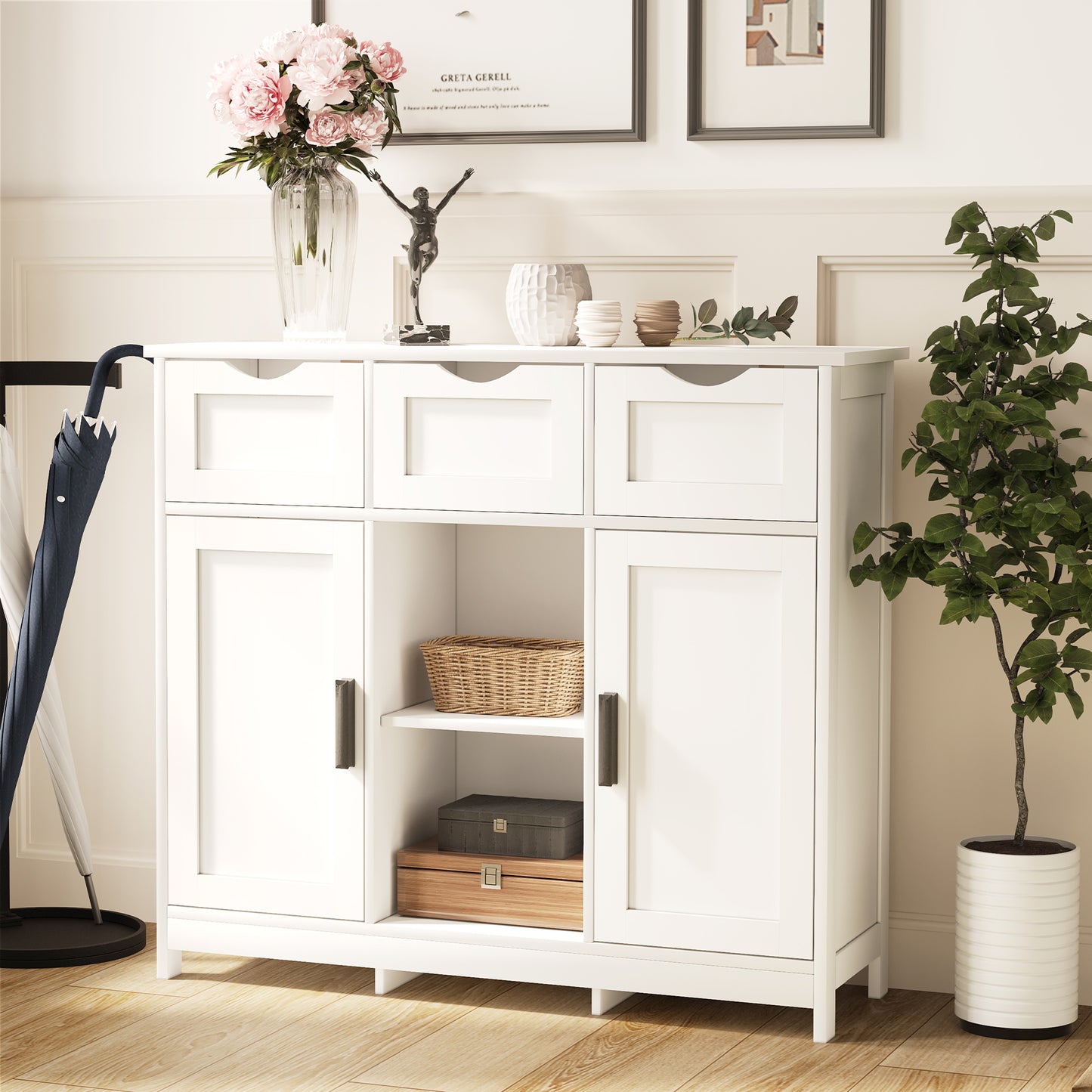 Navuwi Storage Cabinet | White - - cabinet white wood