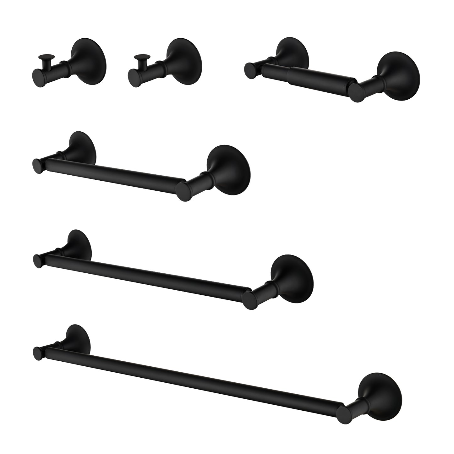 Yakuhul Premium 6-Piece Bathroom Accessories | Black - Default - bathroom accessories