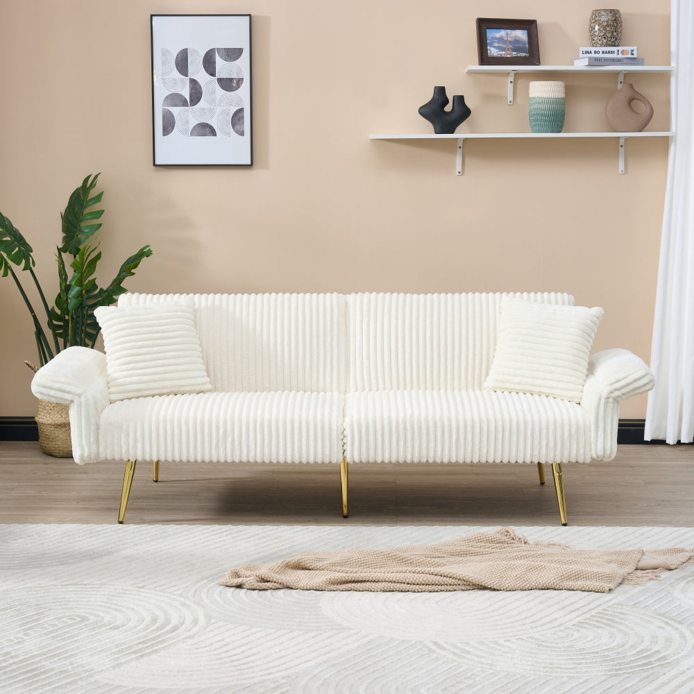 Renua 79'' Corduroy Sofa Bed | White - - sofa