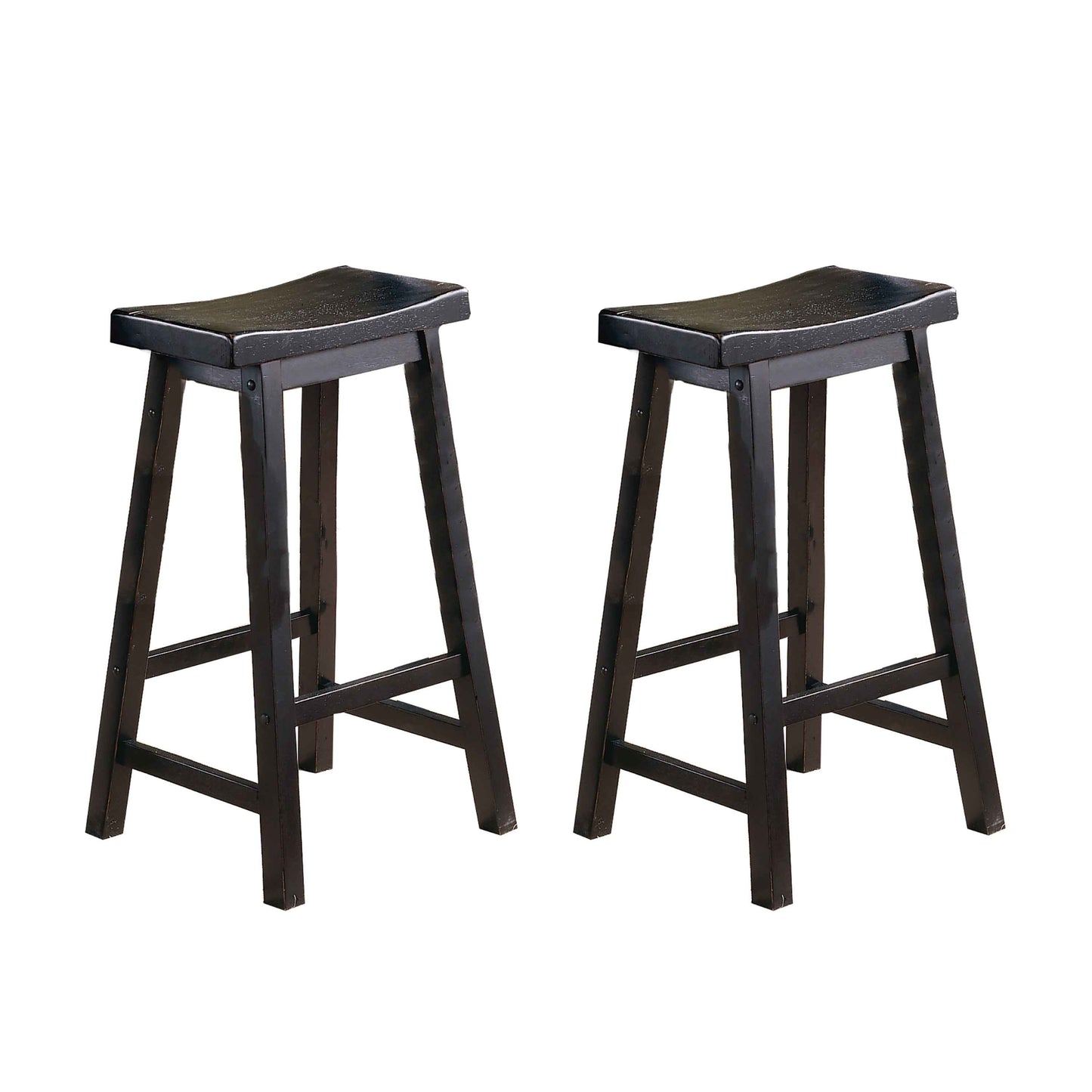 Jeras Wooden Bar Stools | Set of 2 | Black - Default -