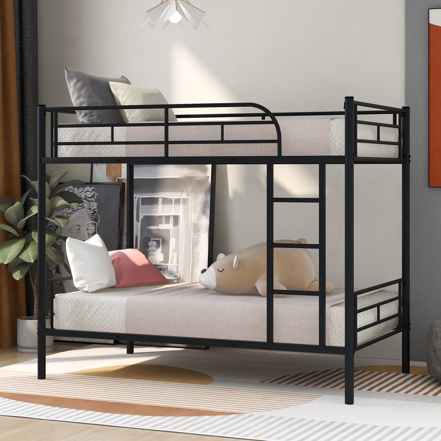 Morlark Metal Bunk Bed | Twin Over Twin | Black - Default - beds